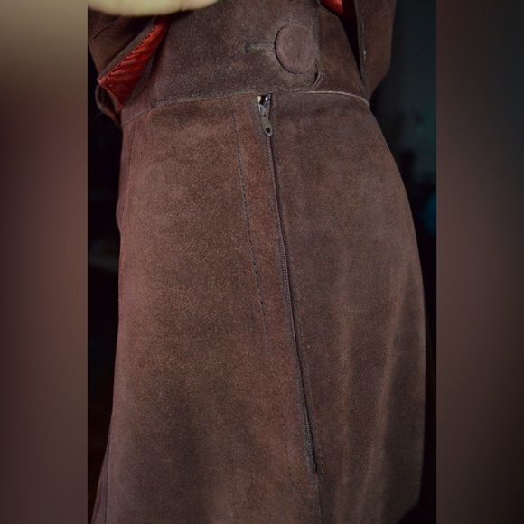 Women Vanity 2 Pieces Set 100% Leather Vest & Skirt Brown - Picture 5 of 14